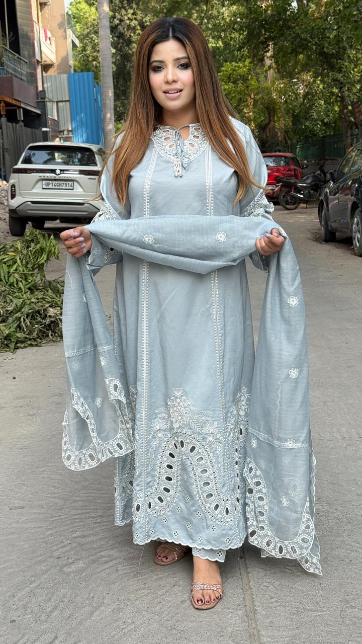 Pariza Anarkali Set- Blue