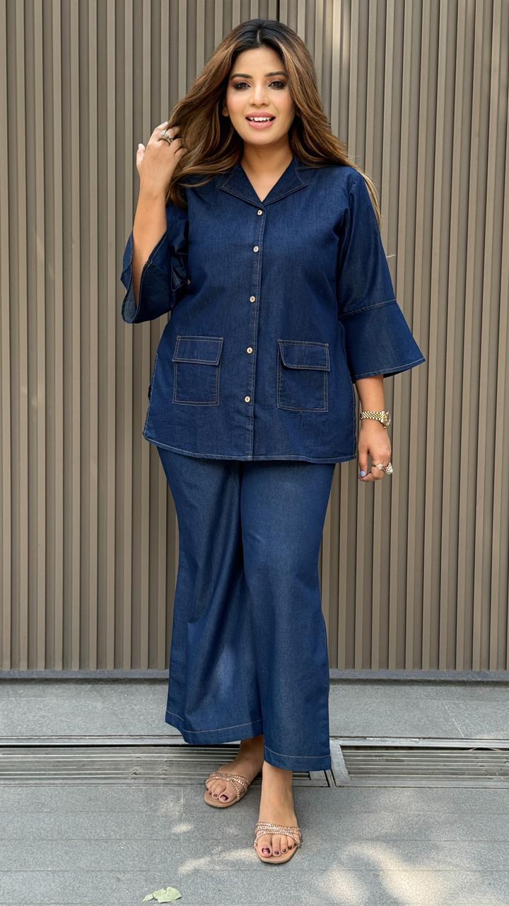 Surkhi Denim Cordset- Navy