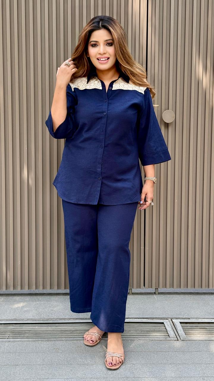 Gulabo Denim Cordset- Navy
