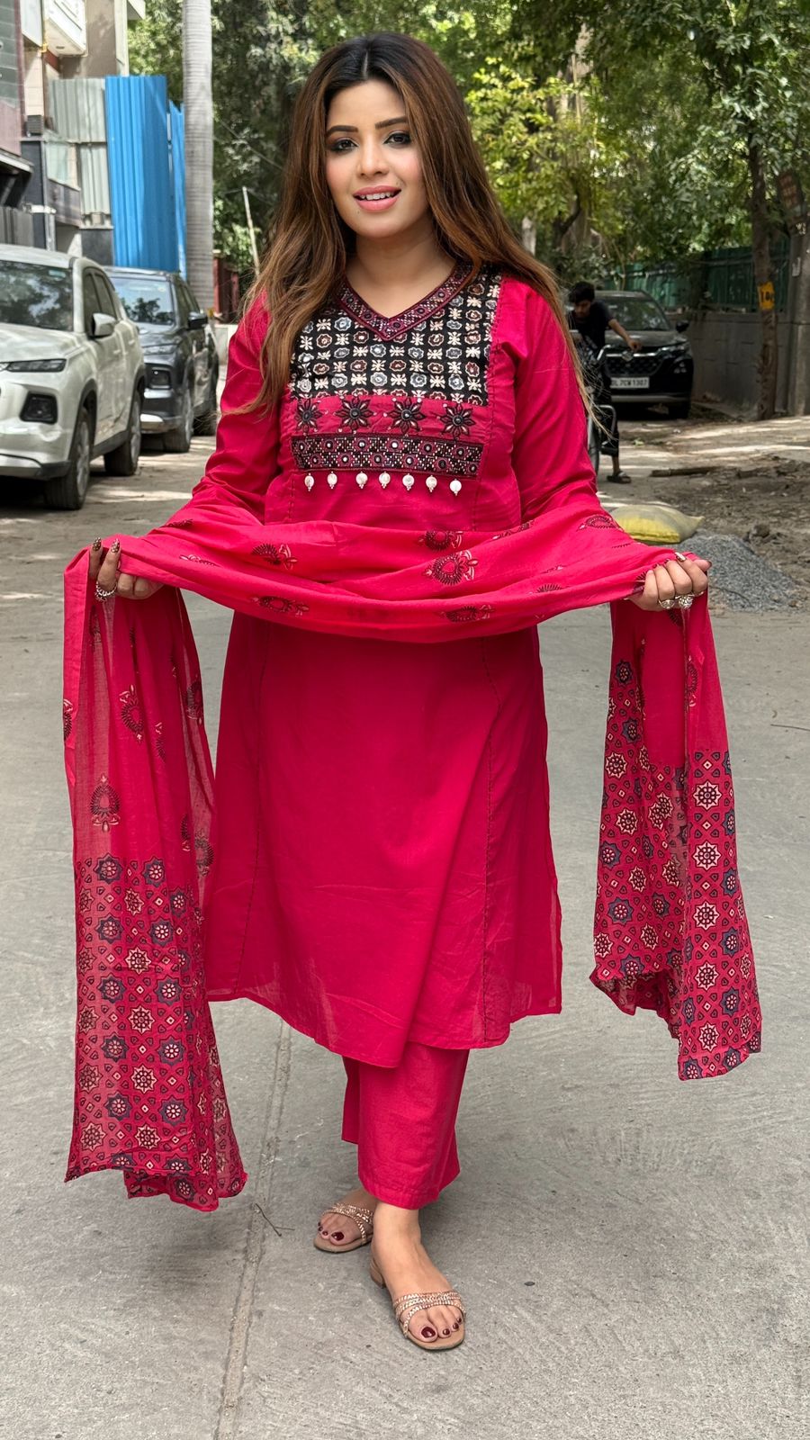 Lavanya Cotton Suit Set- Pink, Mustard, Purple, Navy Blue