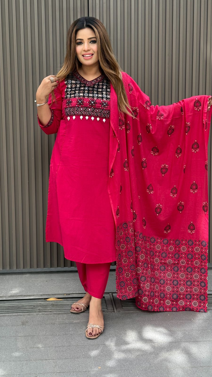 Lavanya Cotton Suit Set- Pink, Mustard, Purple, Navy Blue