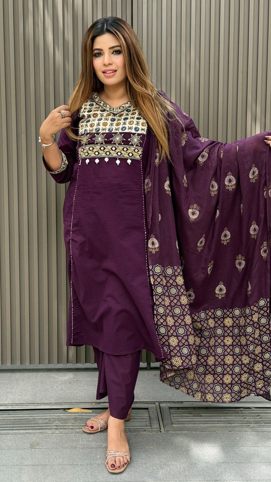 Lavanya Cotton Suit Set- Pink, Mustard, Purple, Navy Blue