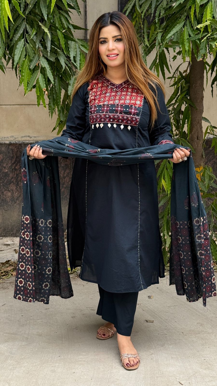 Lavanya Cotton Suit Set- Pink, Mustard, Purple, Navy Blue