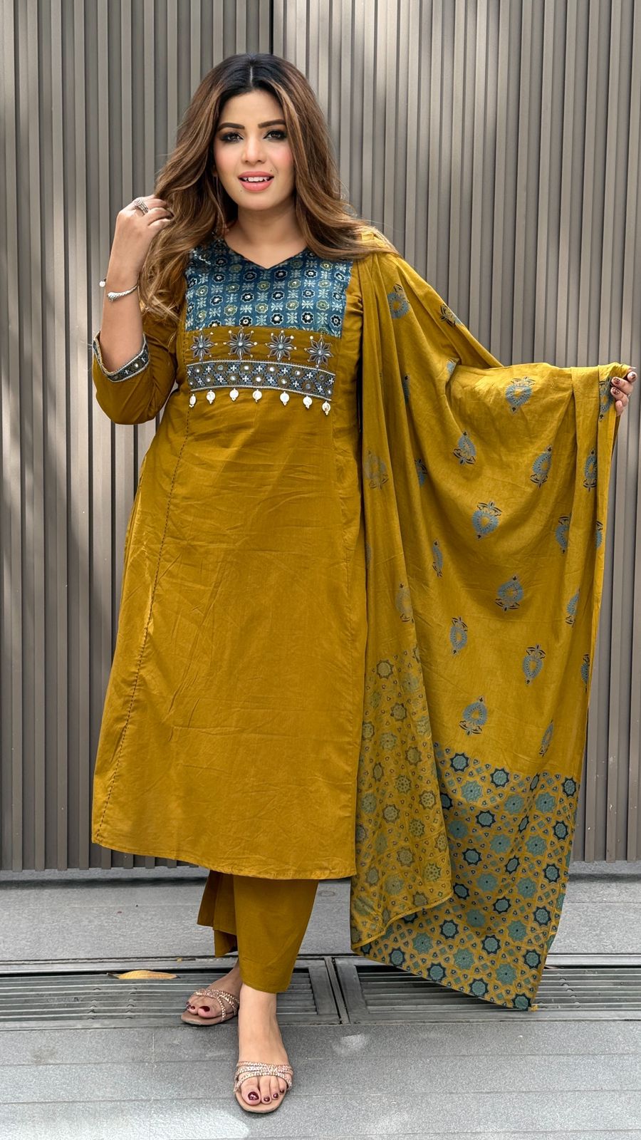 Lavanya Cotton Suit Set- Pink, Mustard, Purple, Navy Blue