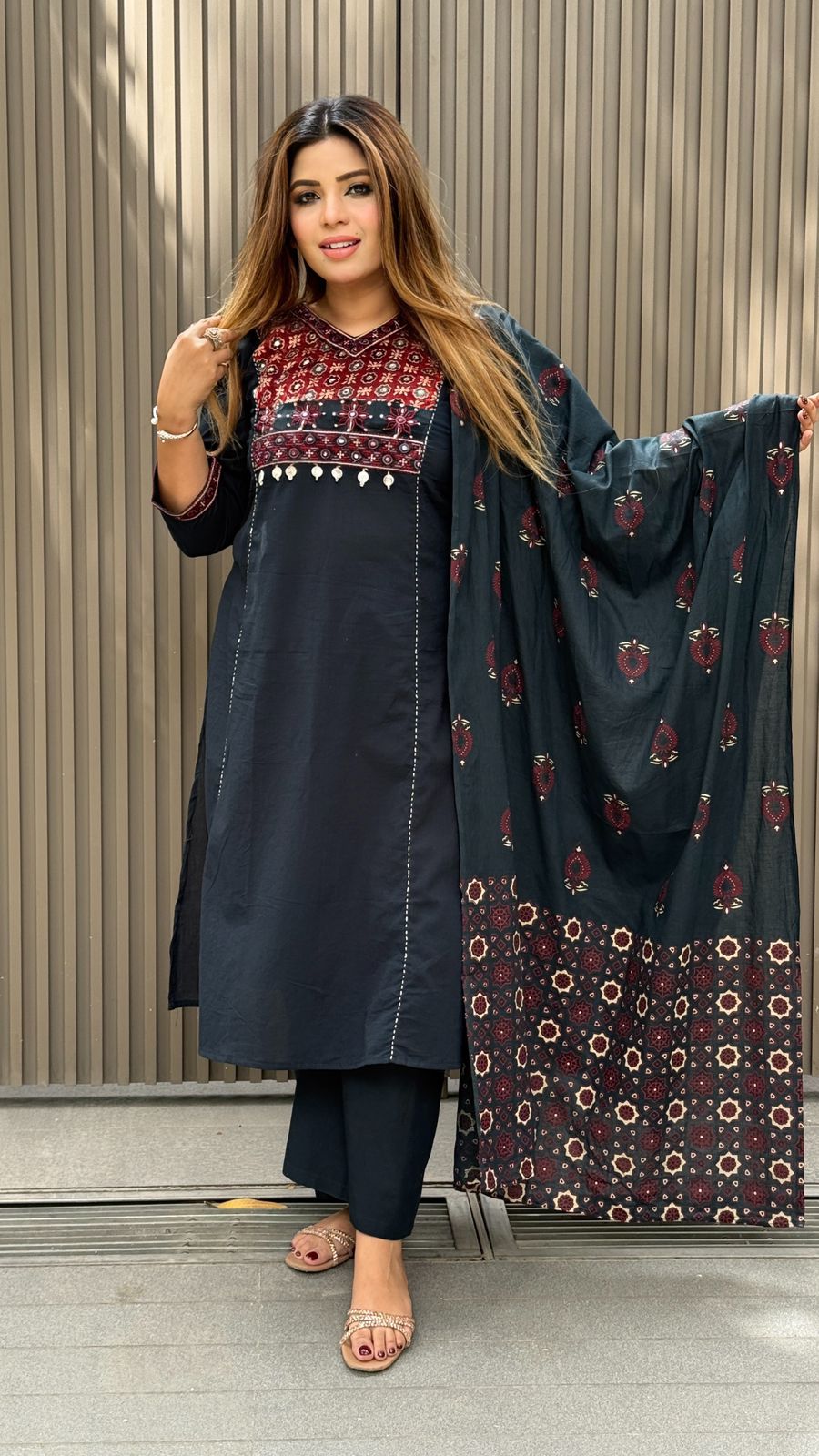 Lavanya Cotton Suit Set- Pink, Mustard, Purple, Navy Blue