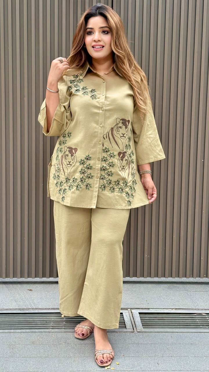 Surili Cotton Cordset- Beige