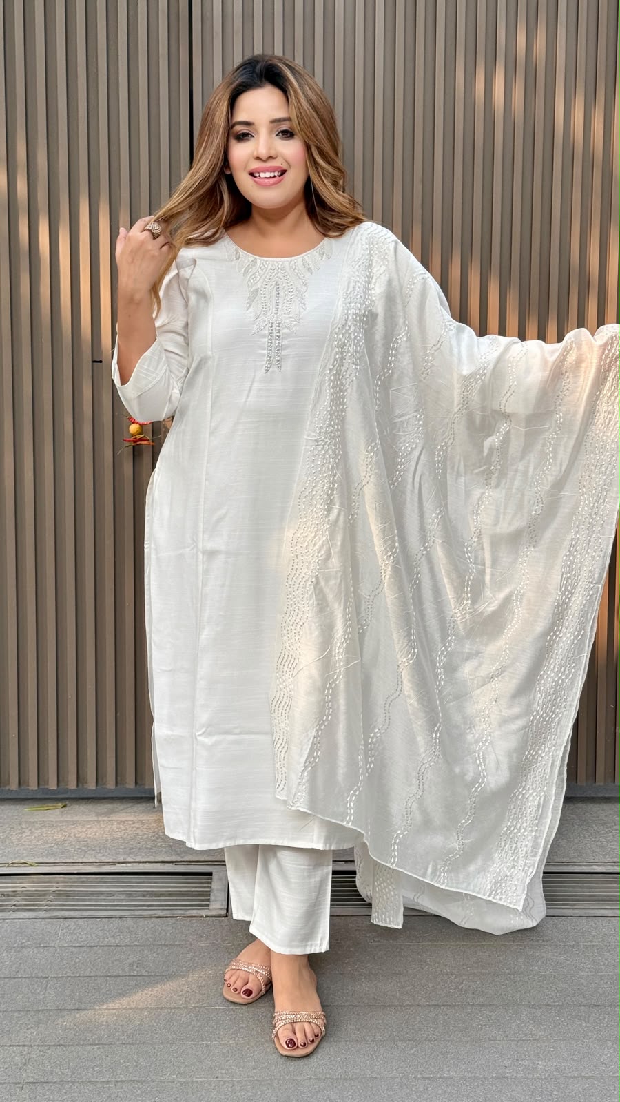 Kairavi Cotton Suit Set- White