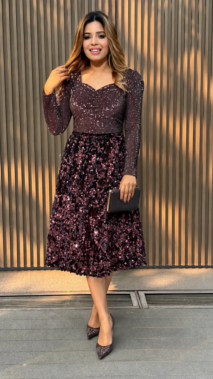Yashvi Sequin Skirt (Free Size)- Black, Purple