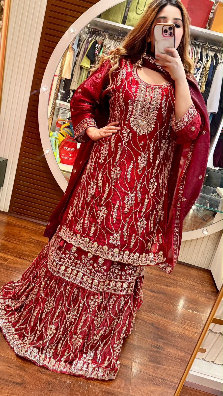Zarmeera Lehenga Set- Lavender, Red, Gold