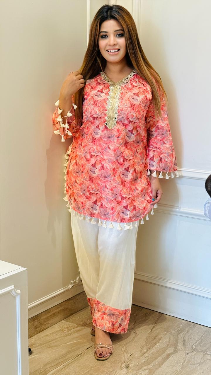 Aditi Farshi Salwar Set- Pink, Yellow, Blue