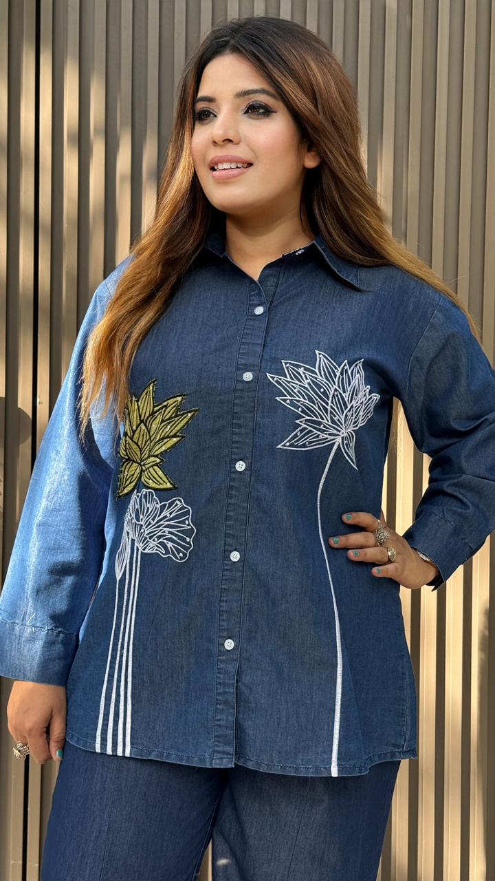 Riddhi Denim Cordset- Navy