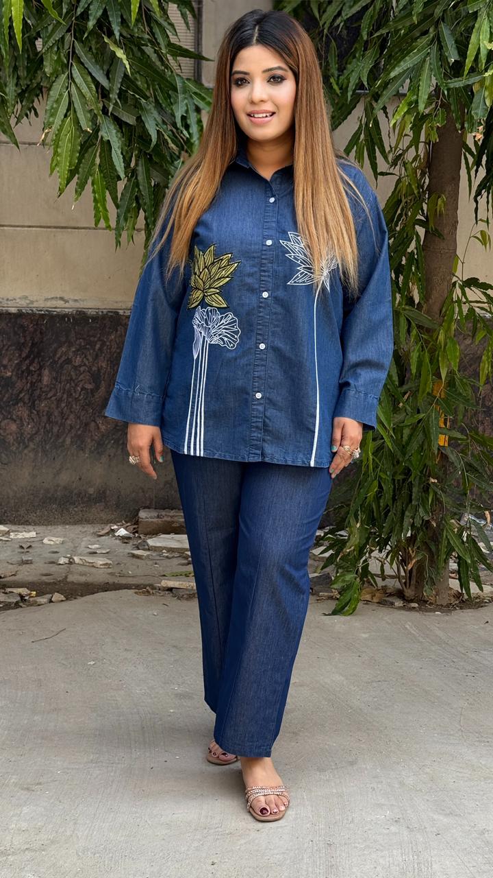 Riddhi Denim Cordset- Navy
