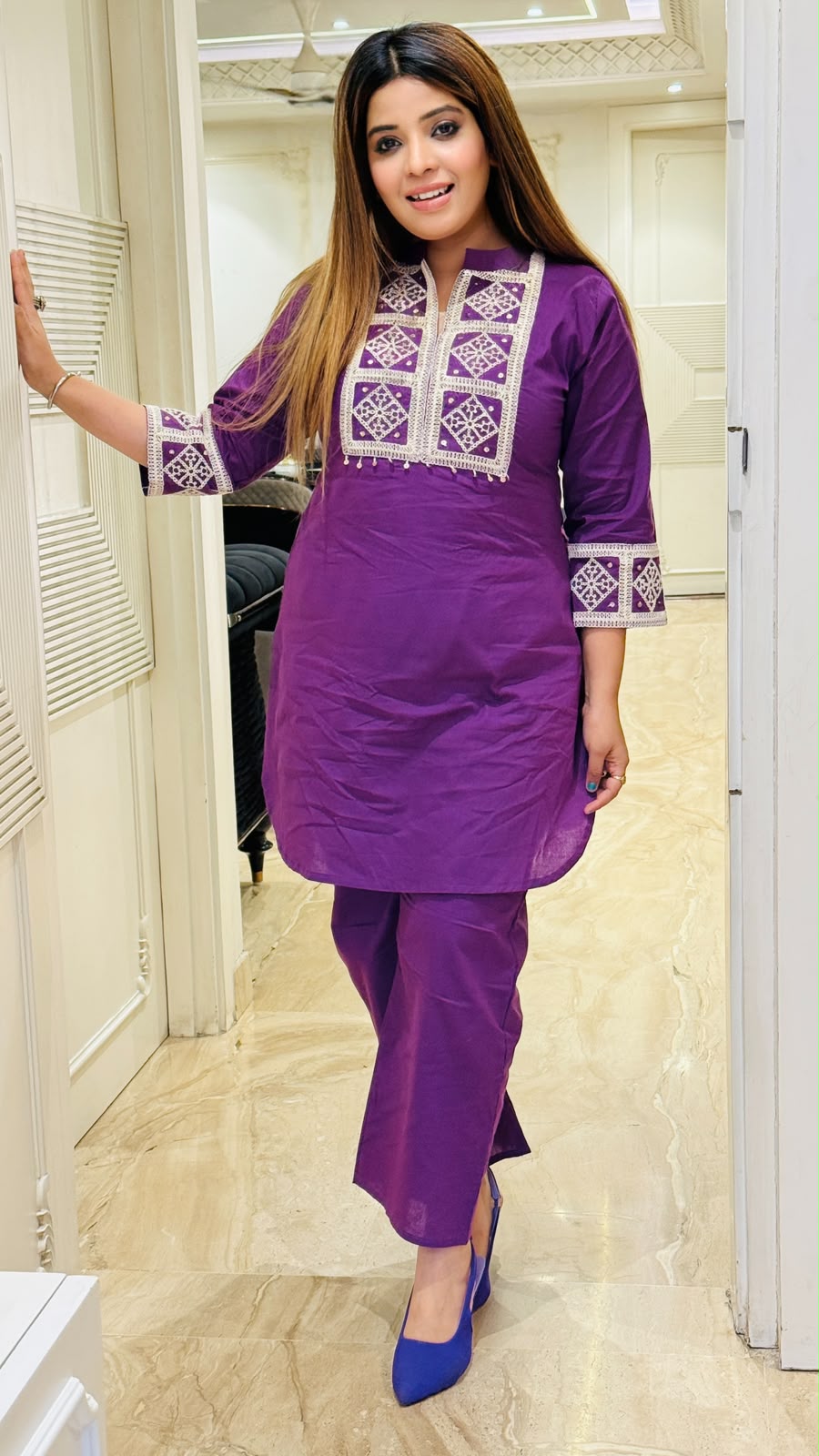 Rivasha Cotton Cordset- Purple