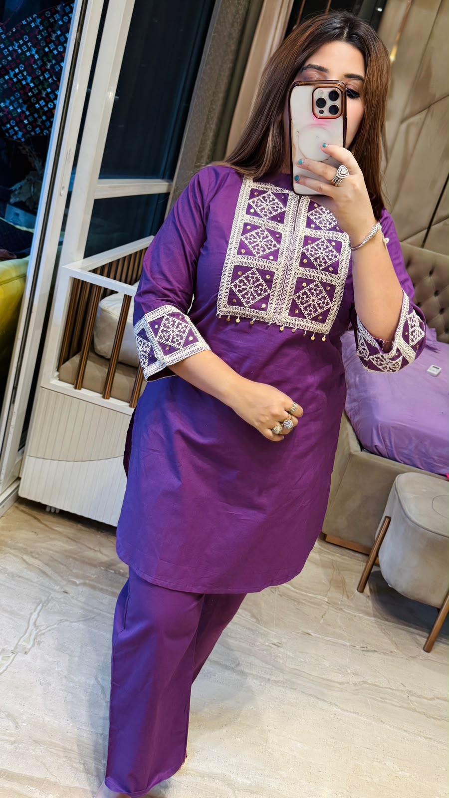 Rivasha Cotton Cordset- Purple