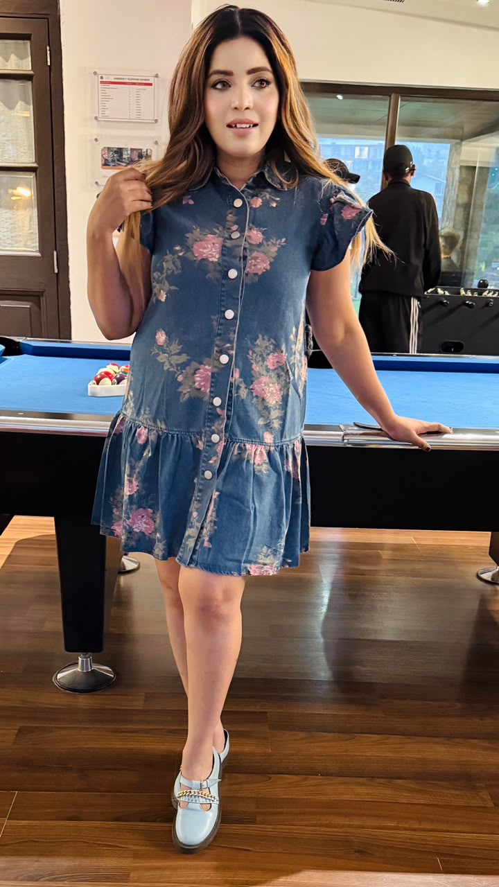 Lipika Denim Midi Dress- Blue