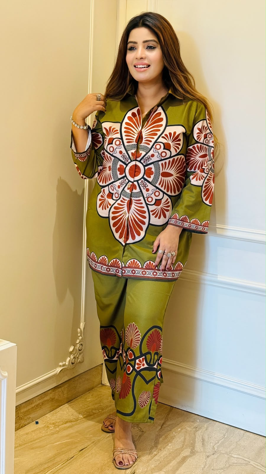 Neelima Maslin Cotton Cordset- Green