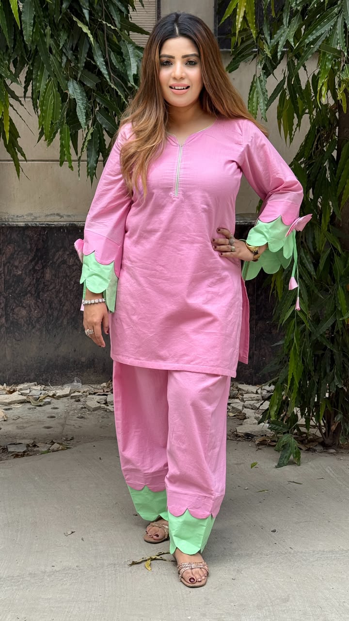Nihar Cotton Farshi Salwar Set- Pink