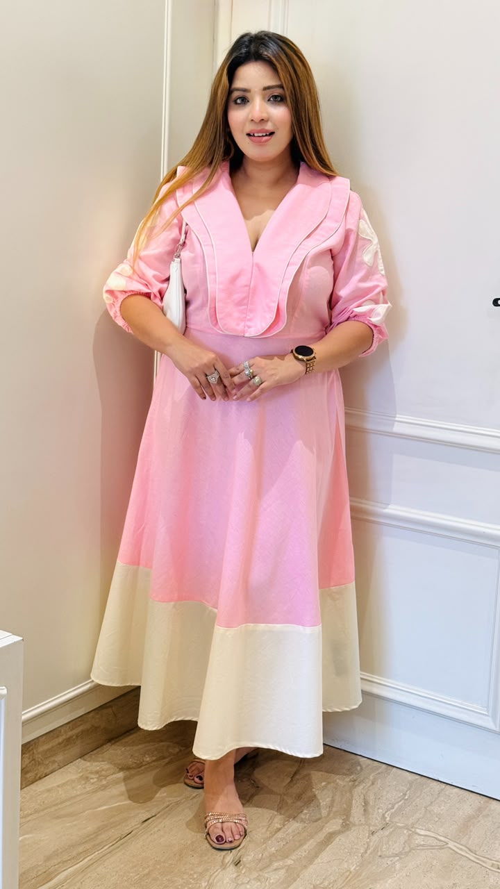 Ojasvi Cotton Dress- Pink, Blue