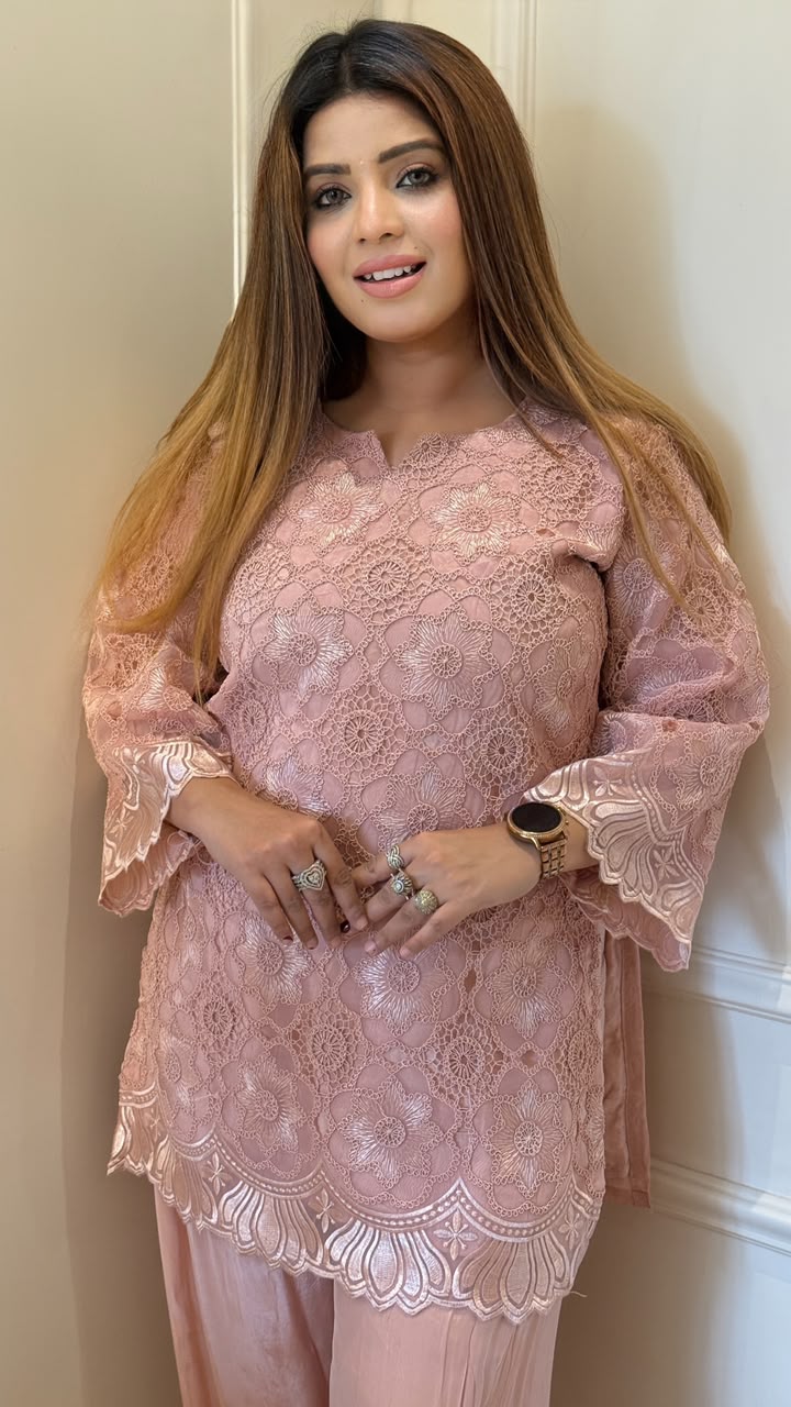 Harshita Farshi Salwar Set- Blue, Brown, Pink