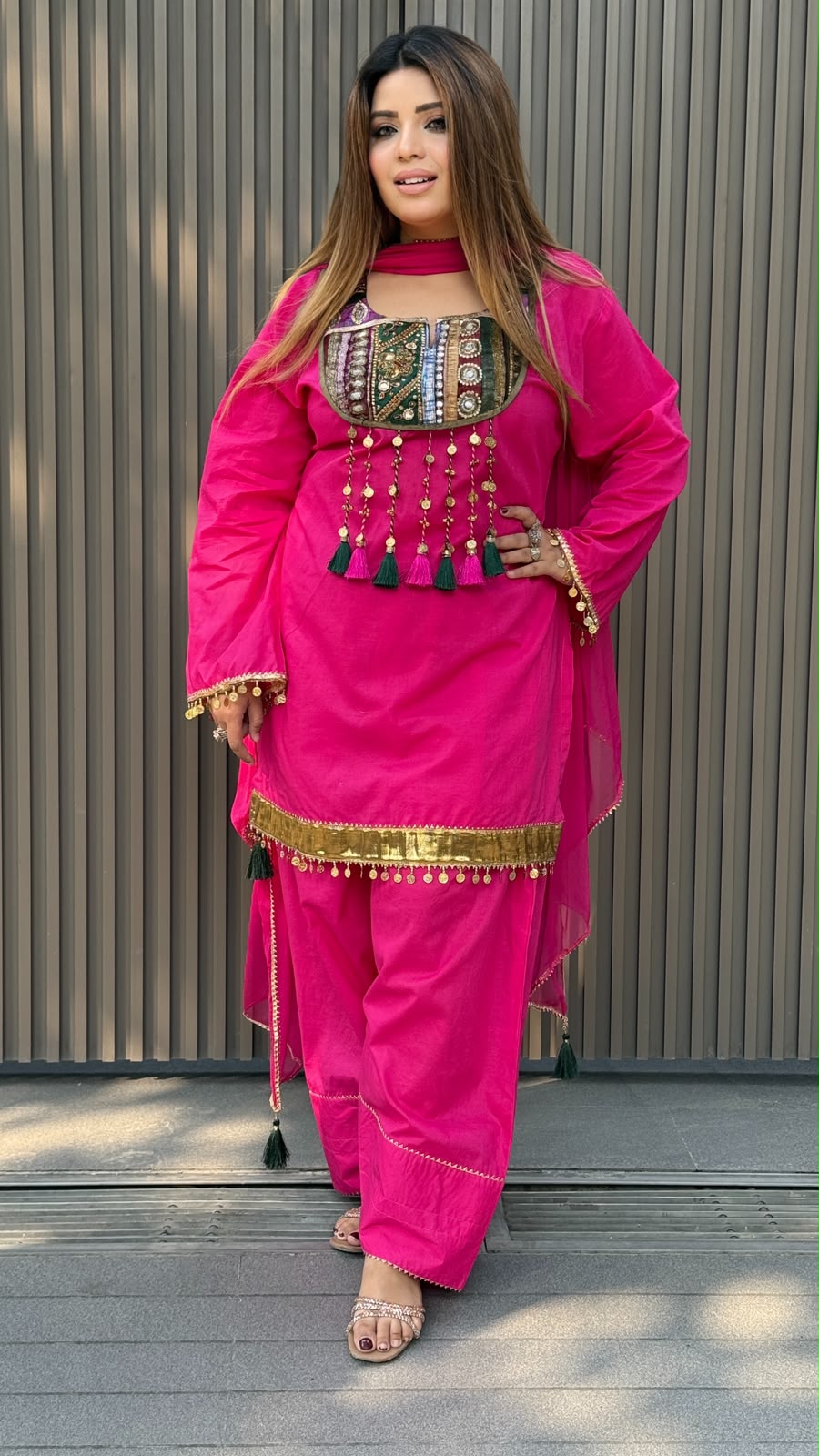 Koyal Cotton Farshi Salwar Suit Set- Magenta