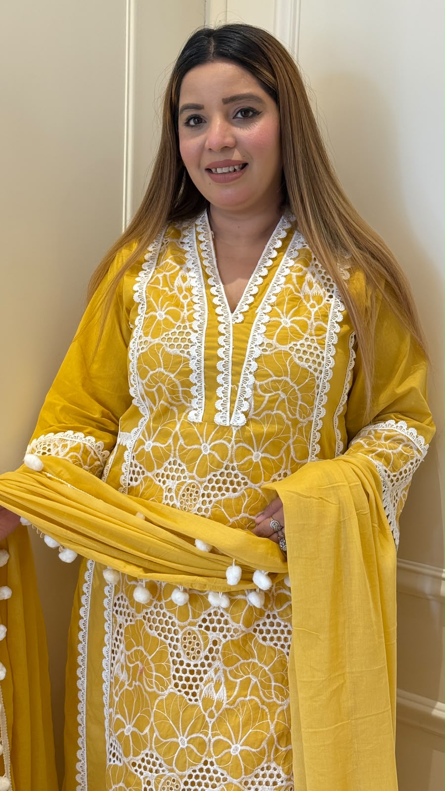 Shivani Cotton Pakistani Suit Set- Yellow
