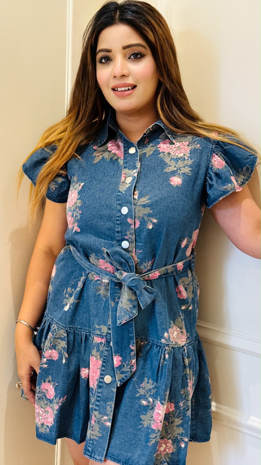 Bhumika Denim Skater Dress- Blue
