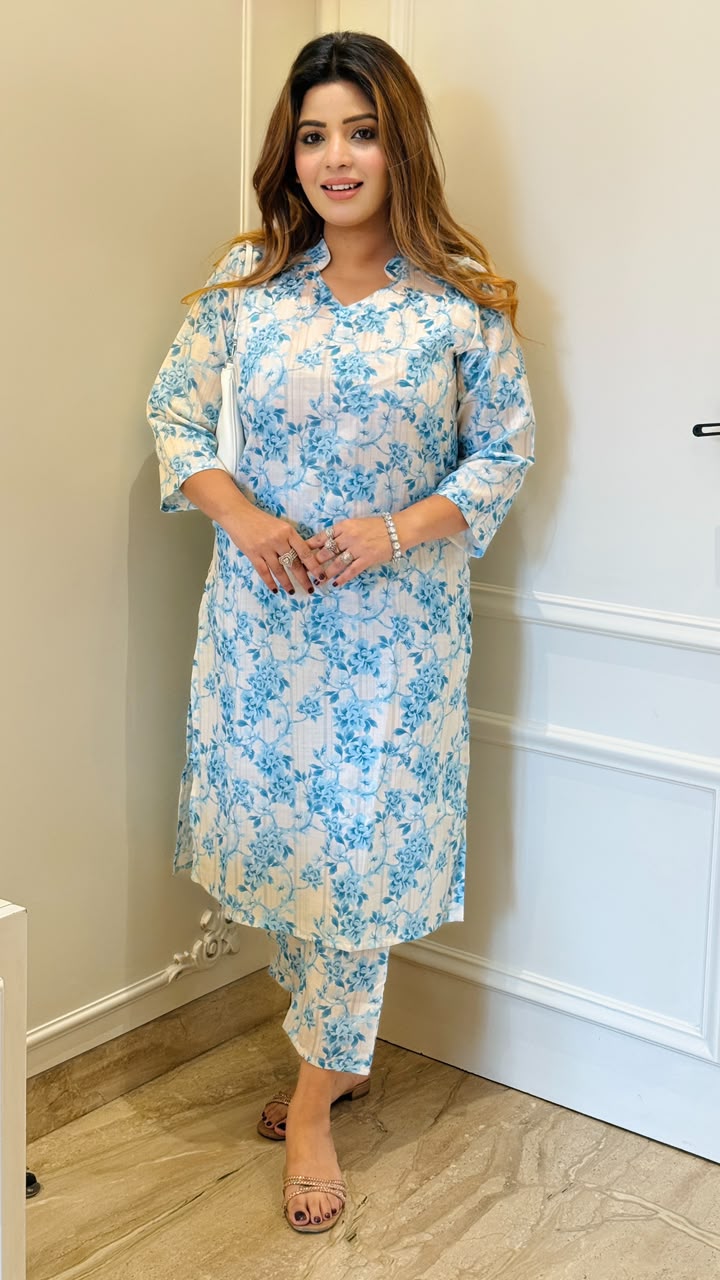 Rupali Cotton Cordset- Blue