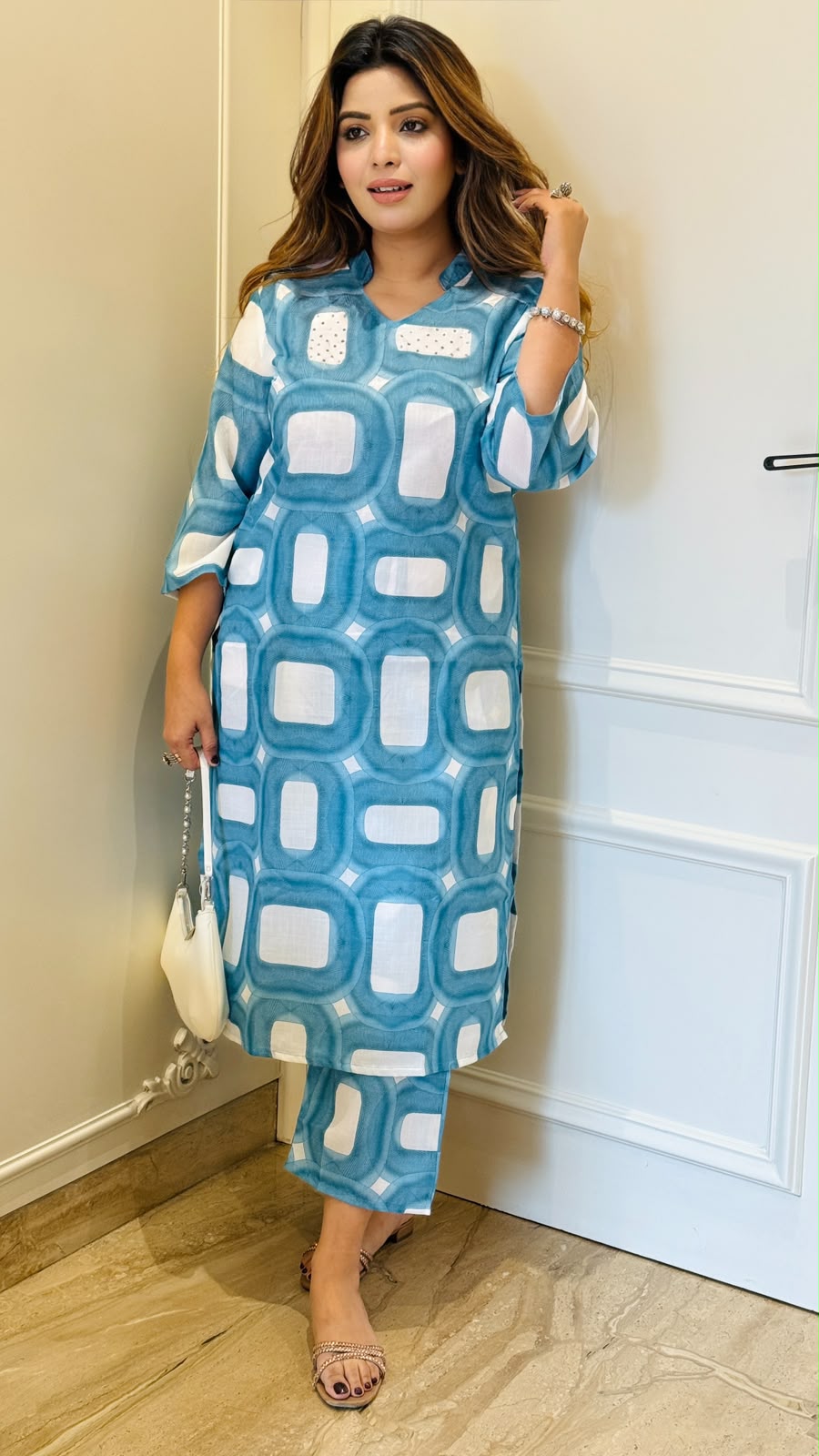 Shalini Cotton Kurta Set- Blue
