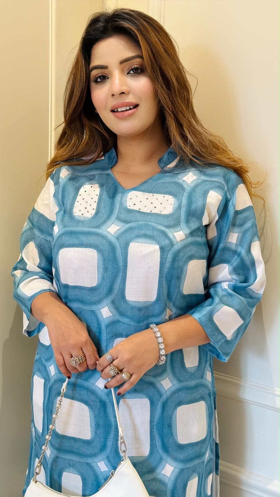 Shalini Cotton Kurta Set- Blue