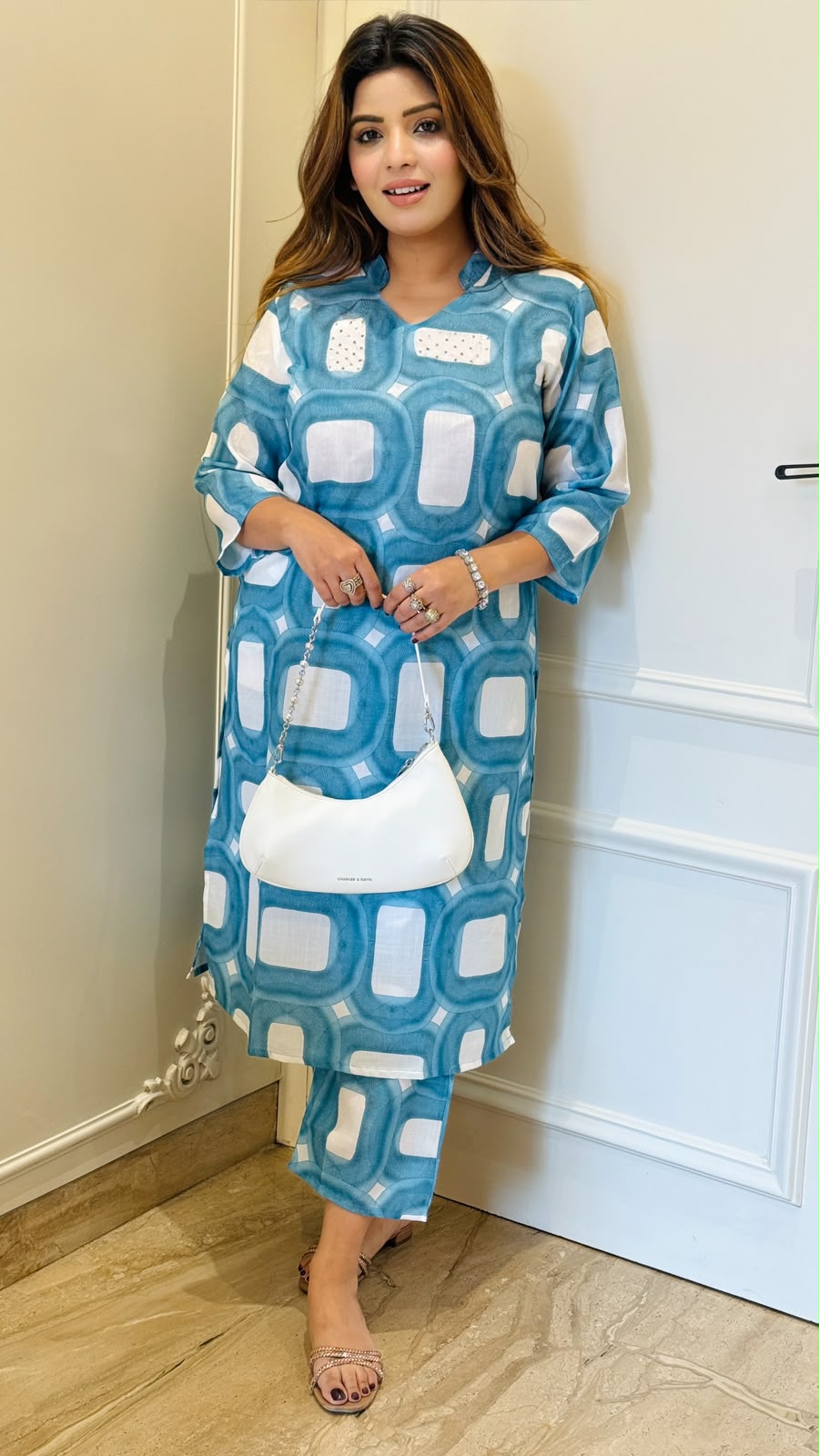 Shalini Cotton Kurta Set- Blue