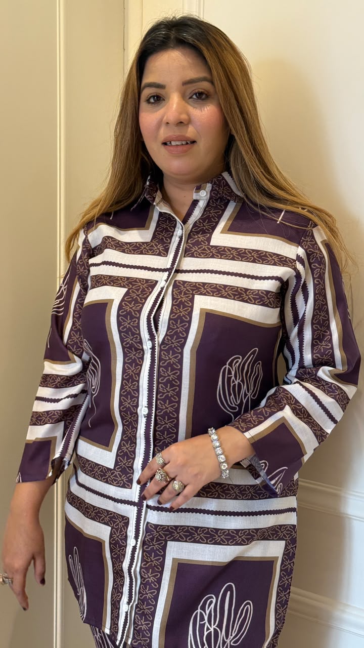 Sonal Cotton Digital Print Cordset- Purple