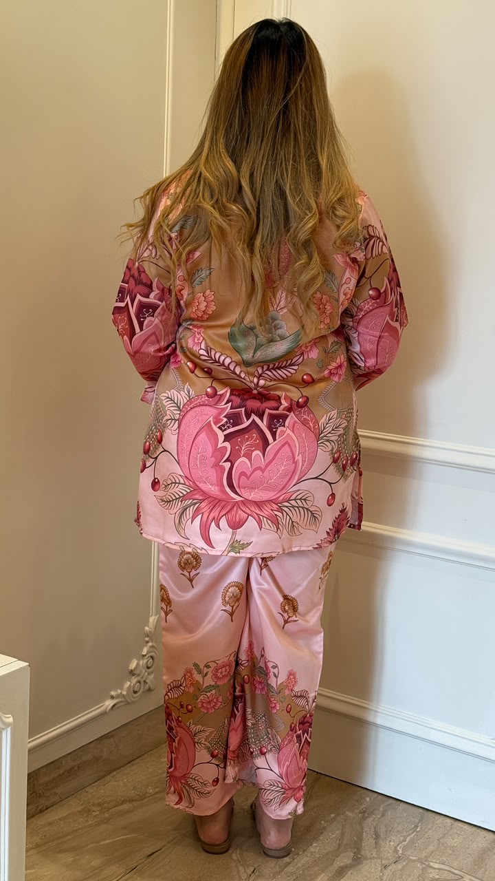 Lubhani Satin Printed Cordset- Pink
