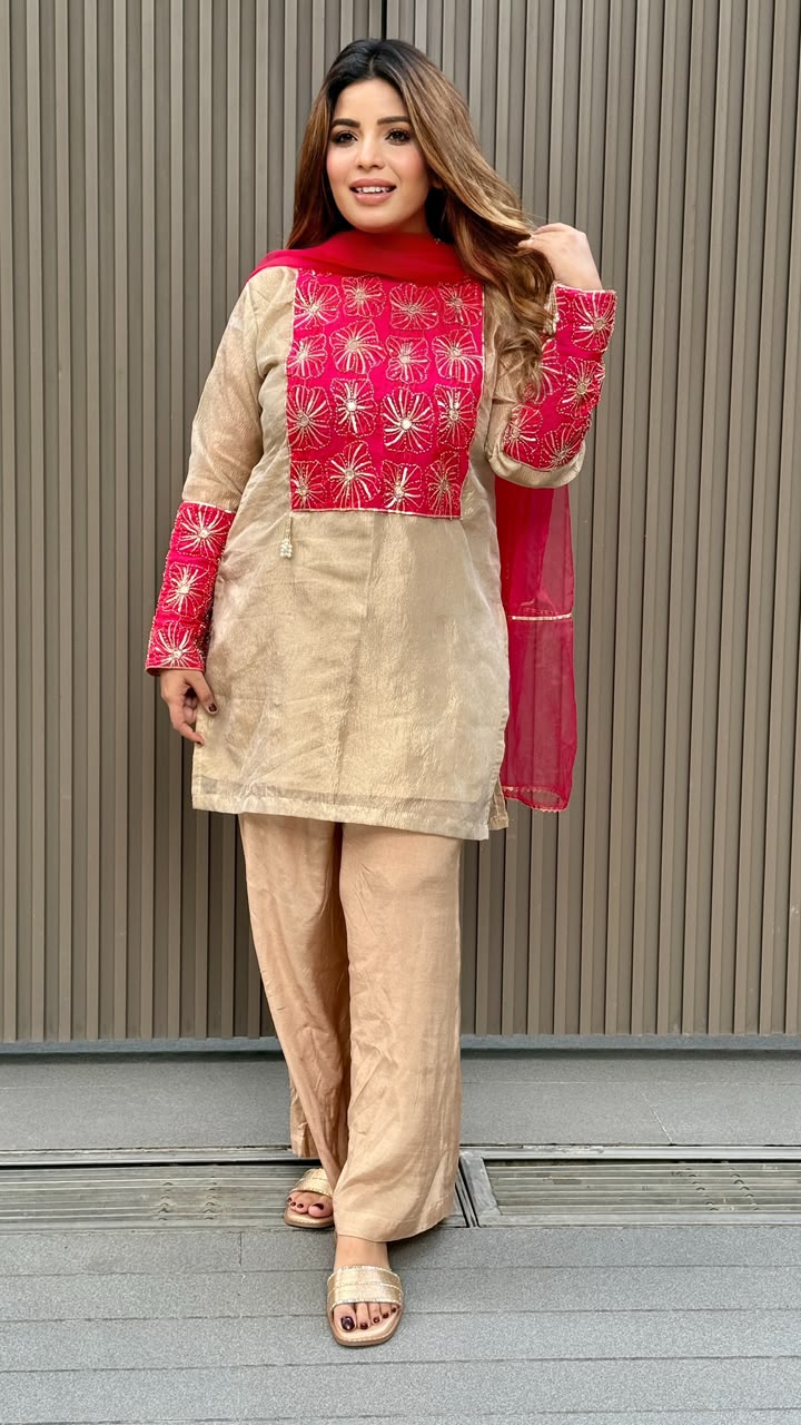 Natasha Print Suit Set- Beige