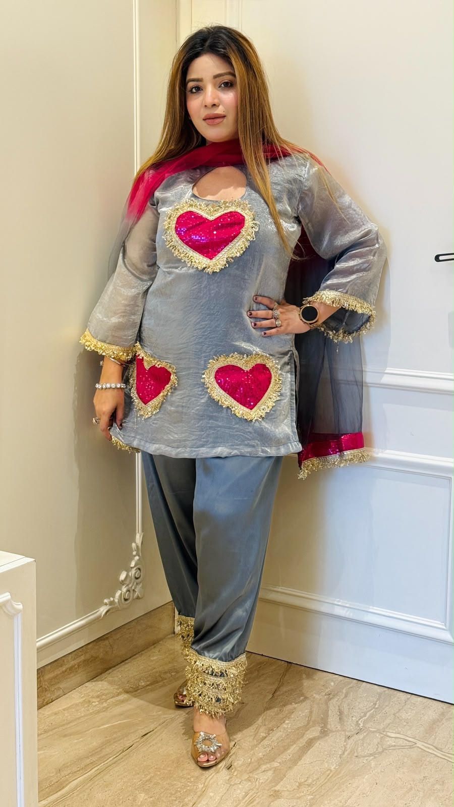 Swati Farshi Salwar Set- Grey