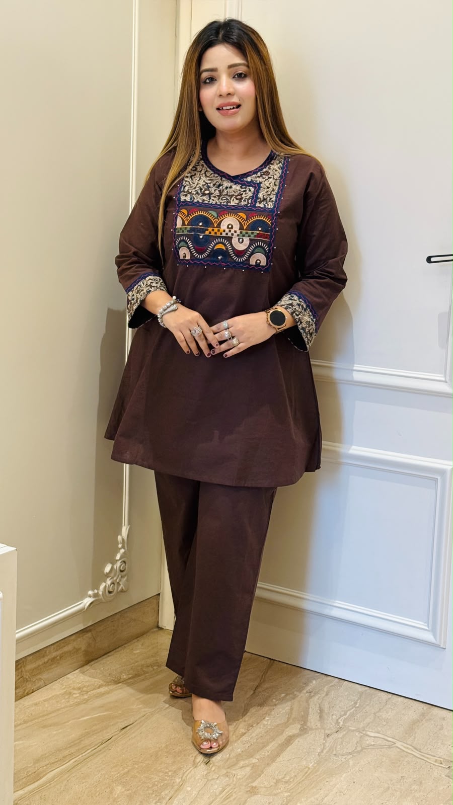 Ritika Cotton Cordset- Black, Brown