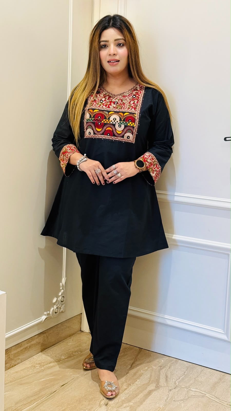 Ritika Cotton Cordset- Black, Brown