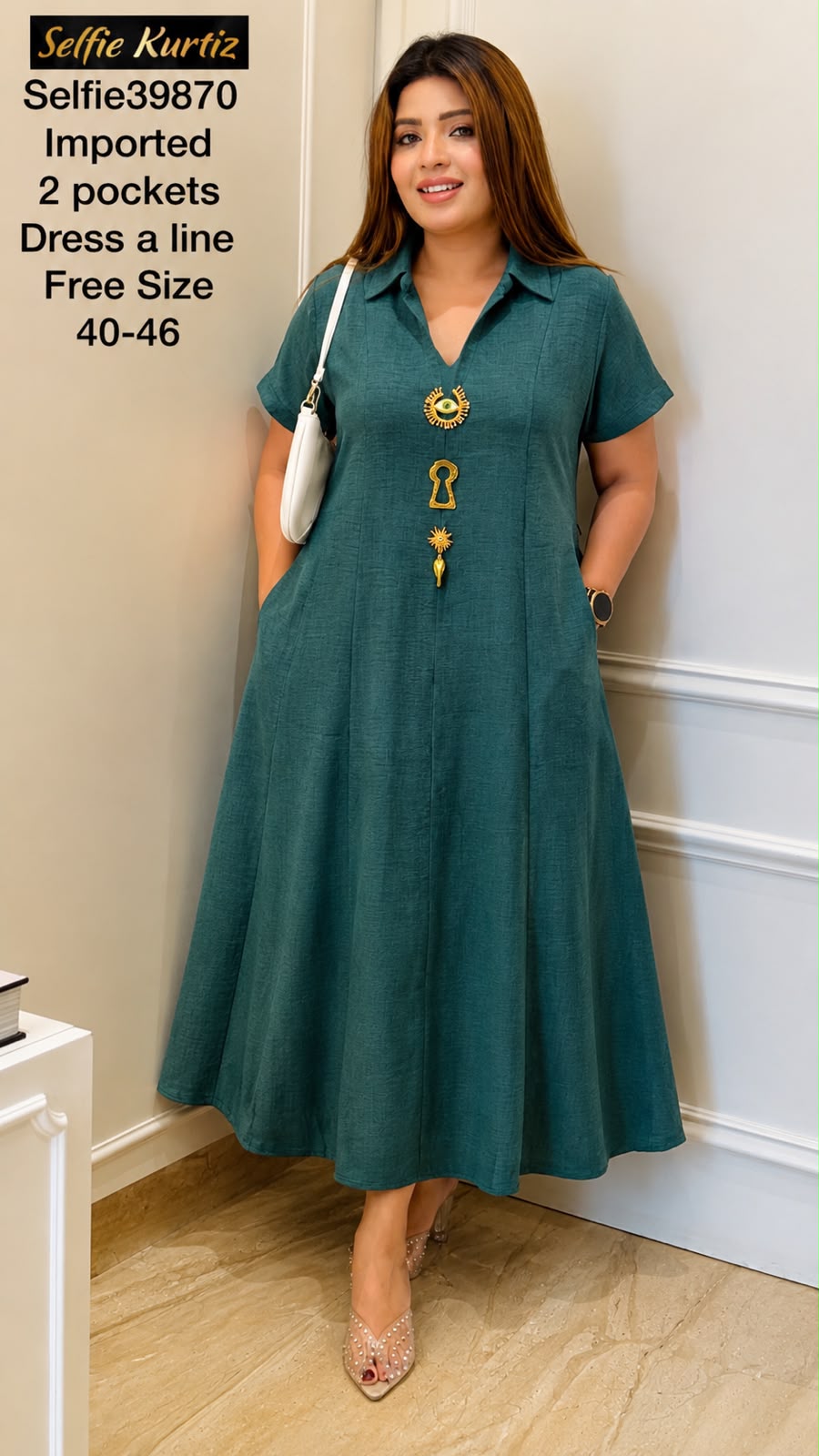 Anamika A-Line Dress- Blue, Green, Brown