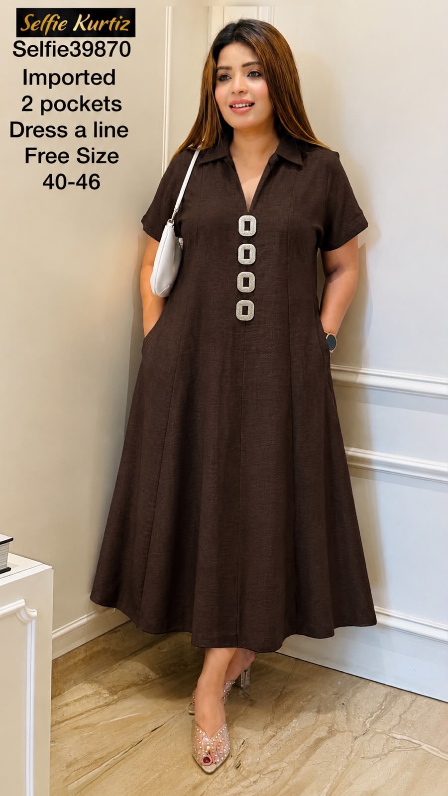 Anamika A-Line Dress- Blue, Green, Brown