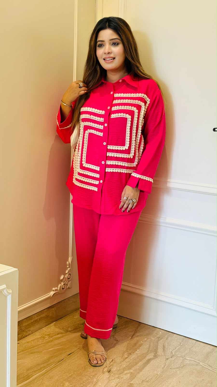 Akansha Cotton cordset- Pink