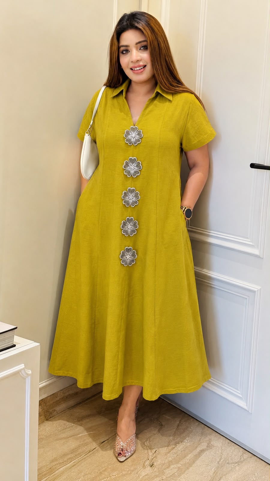 Manju Kali Dress- Yellow Black, Yellow Grey