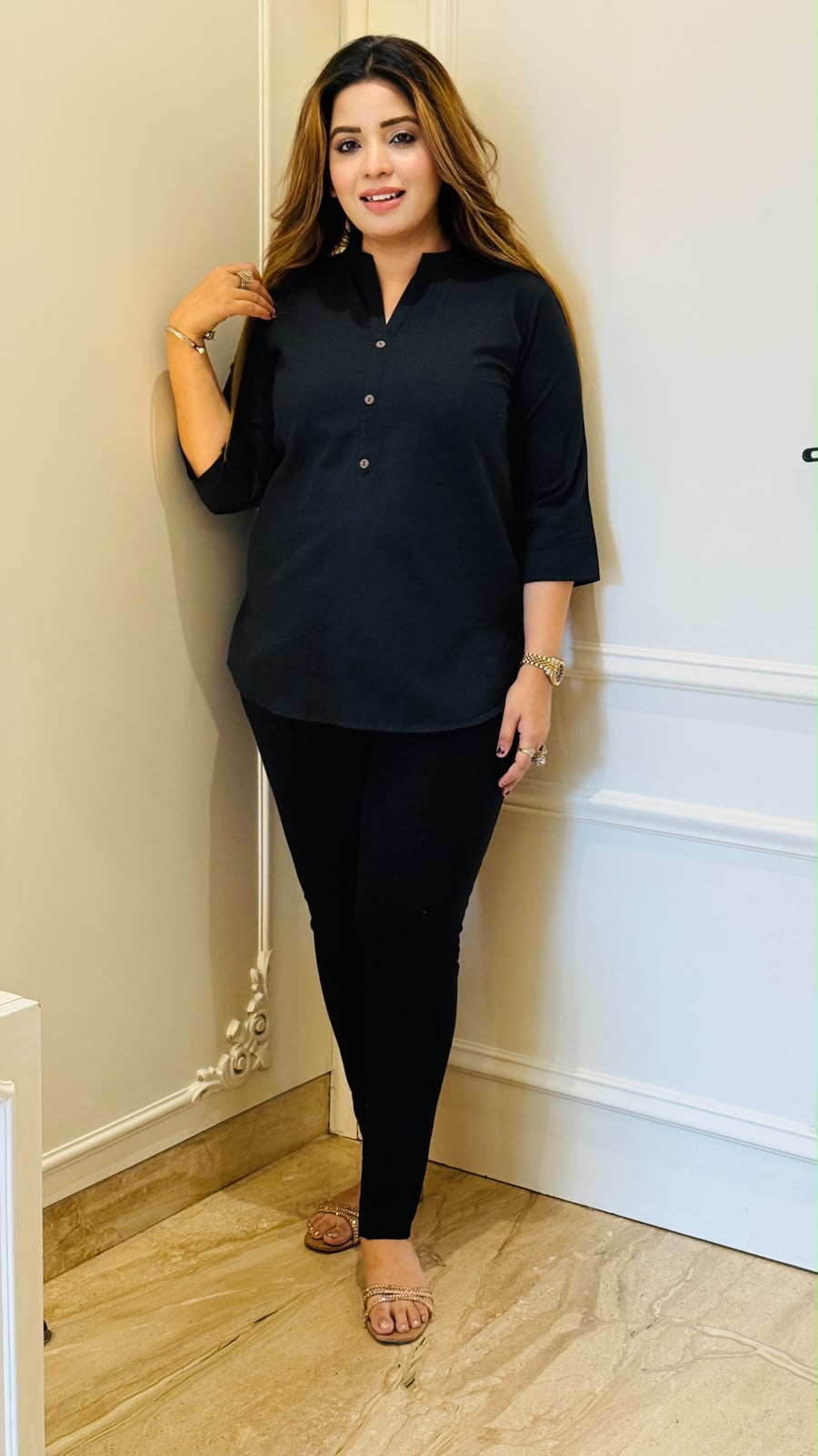 Sanchita Tunic Top- Black, Pink, White