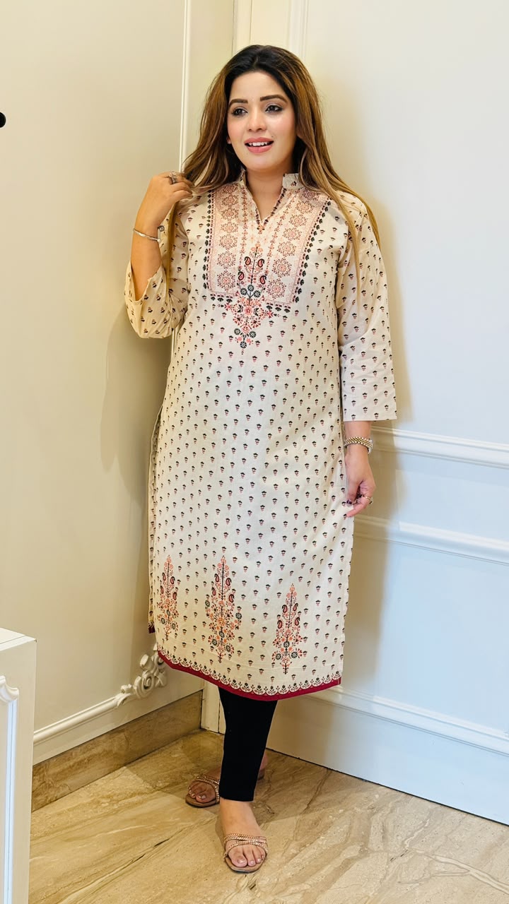 Ridhima Rayon Kurta- Beige