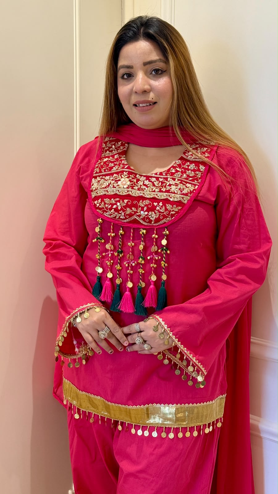 Shaili Cotton Farshi Salwar Suit Set- Pink