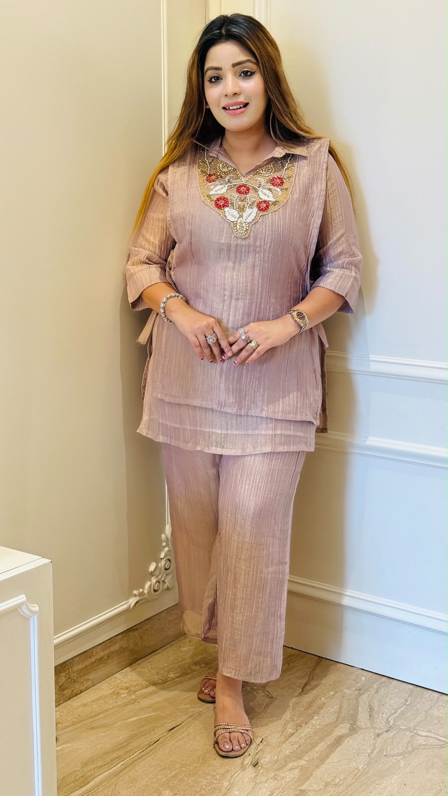 Sidhi 3-Piece Cordset- Pink, Green