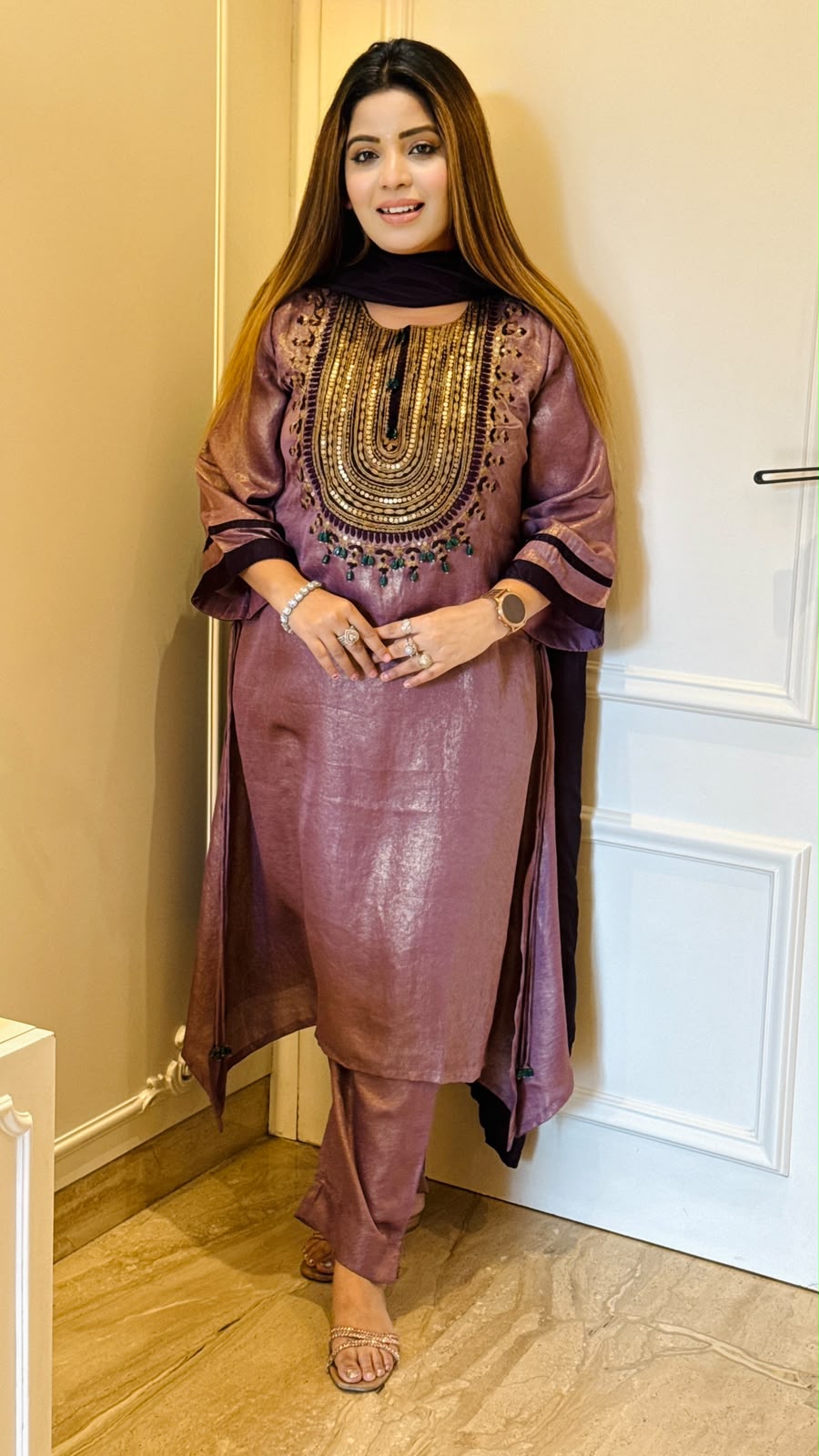 Niyra Shimmer Suit Set- purple