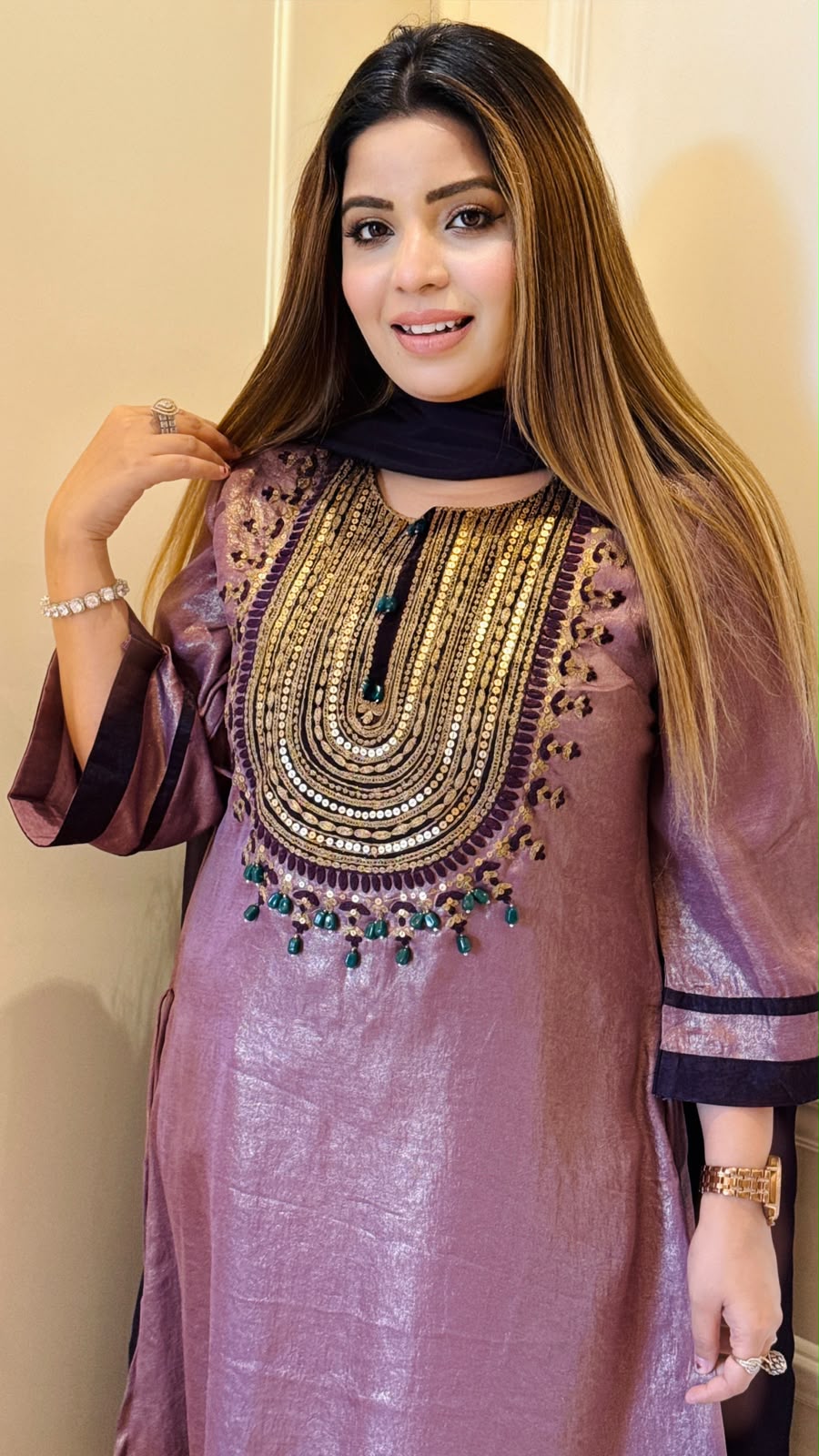 Niyra Shimmer Suit Set- purple