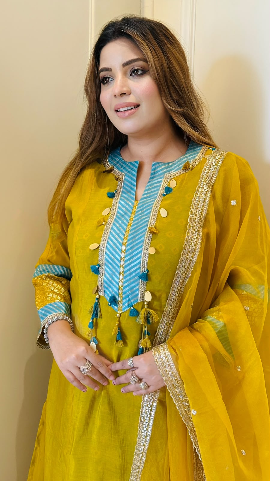 Yaani Mal Cotton 4-Piece Suit Set- Orange, Yellow