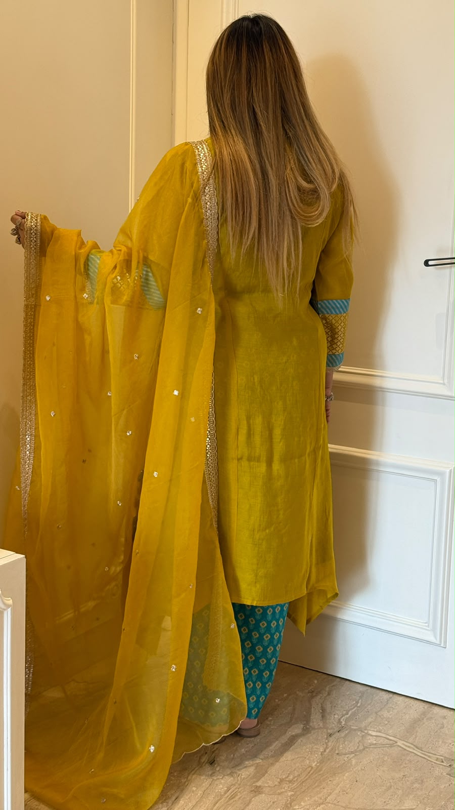 Yaani Mal Cotton 4-Piece Suit Set- Orange, Yellow