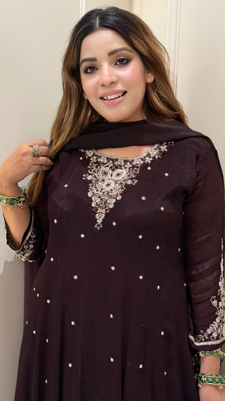 Risha Chinnon Anarkali Suit- Purple