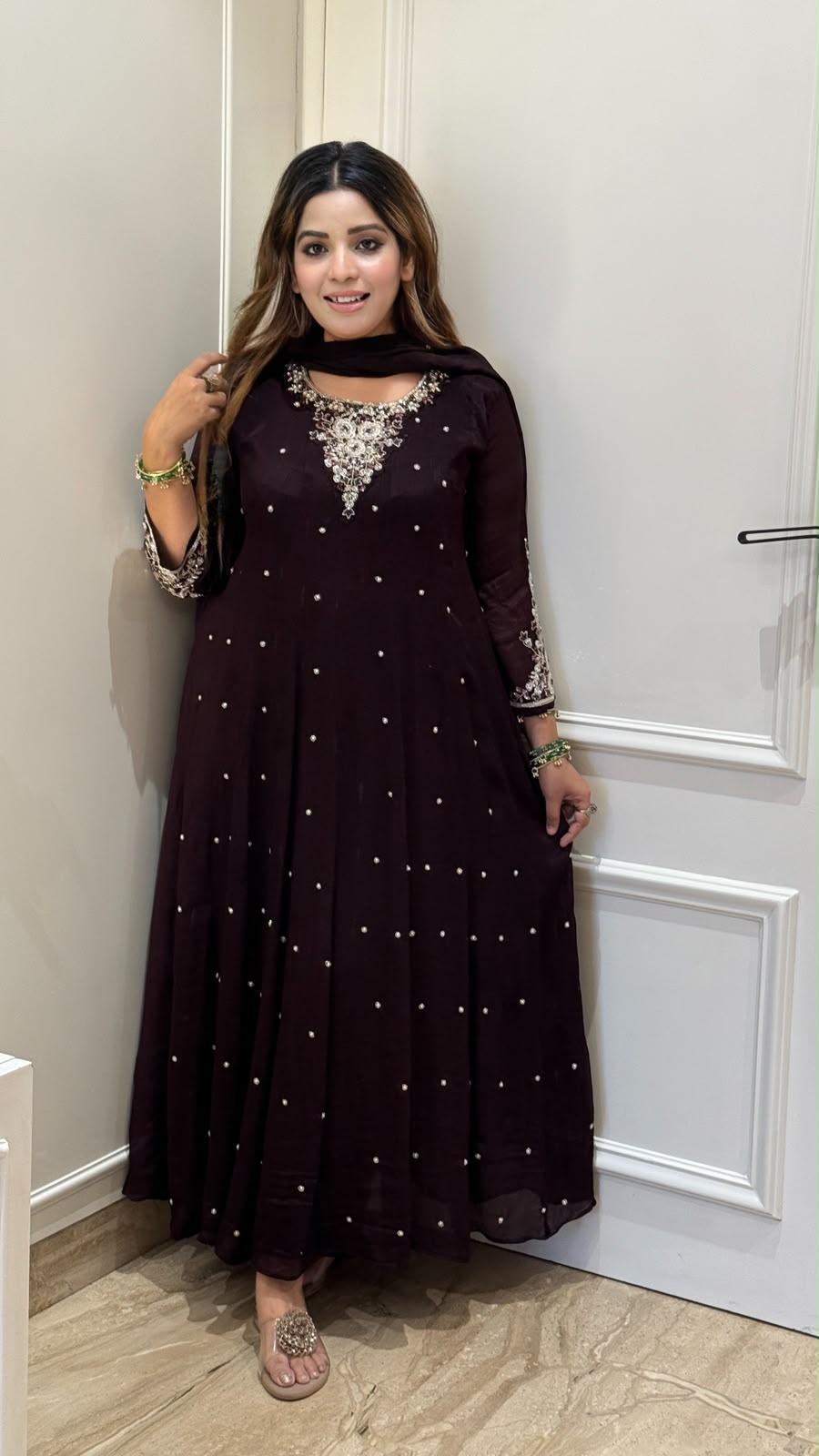 Risha Chinnon Anarkali Suit- Purple